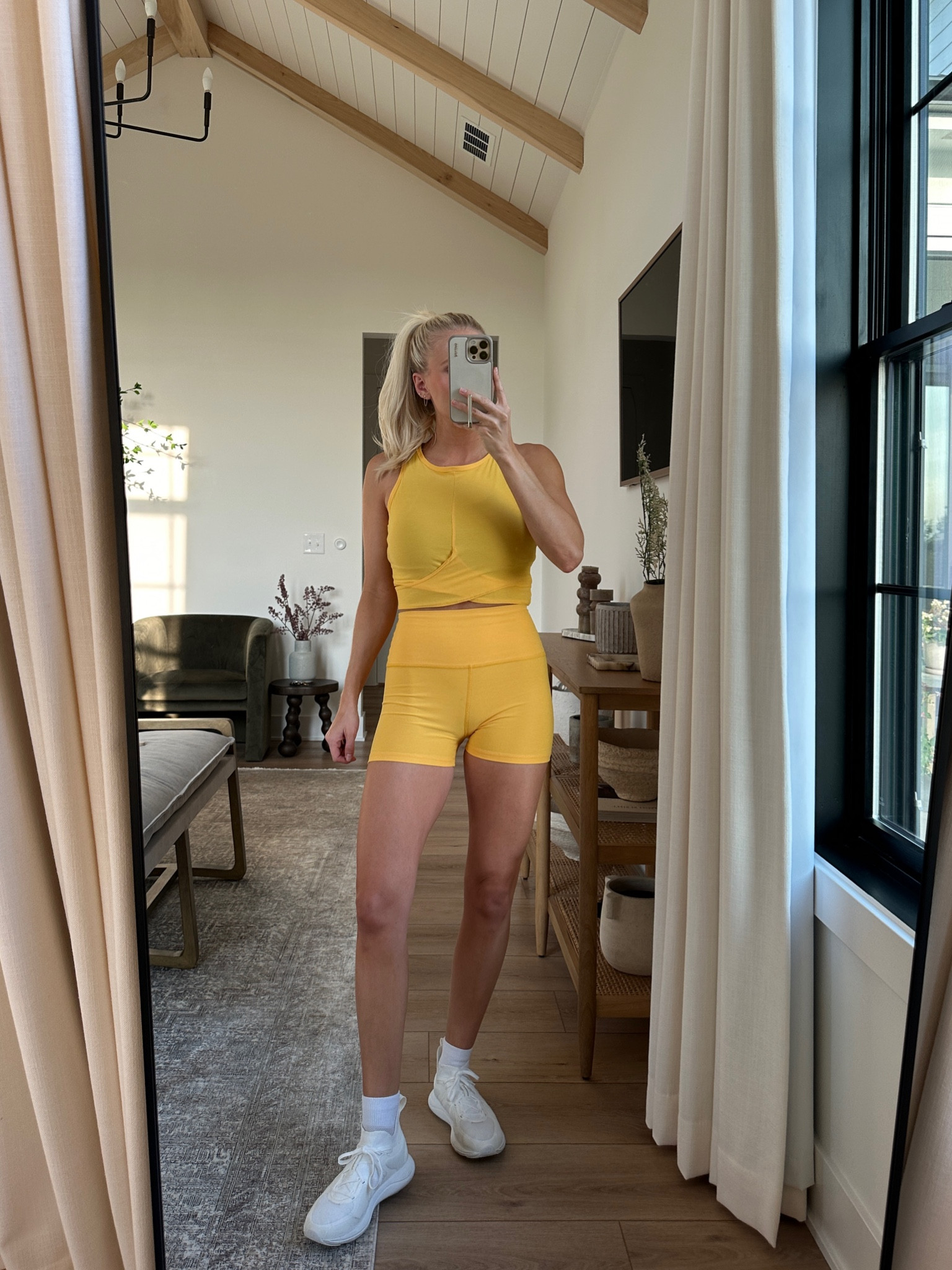 Workout outfit! Size small in shorts, size medium in top, true size in shoes!