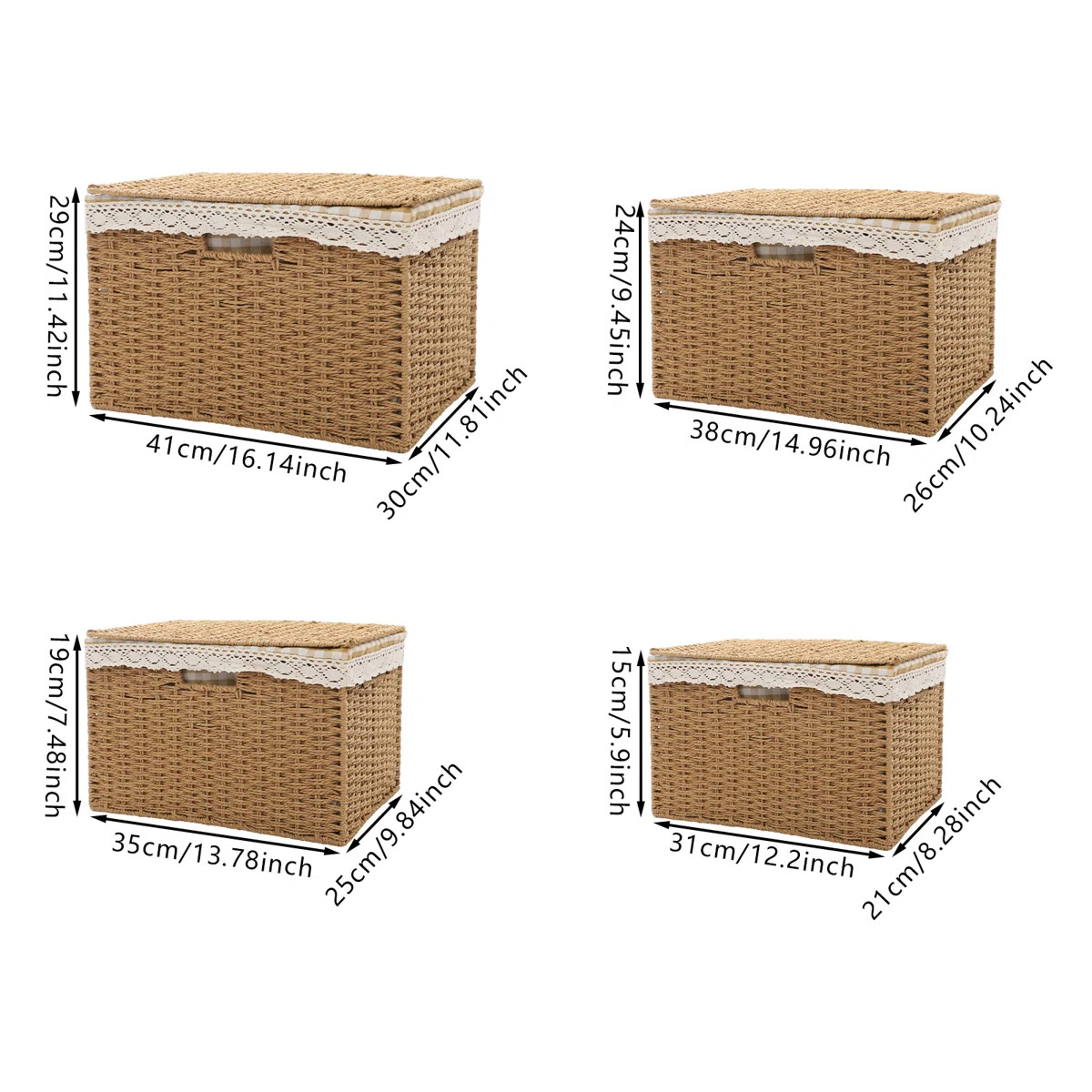 One Allium Way® Set Of 4 Rope Woven Storage Baskets Natural Paper Rope Laundry Organizer With Ha... | Wayfair North America