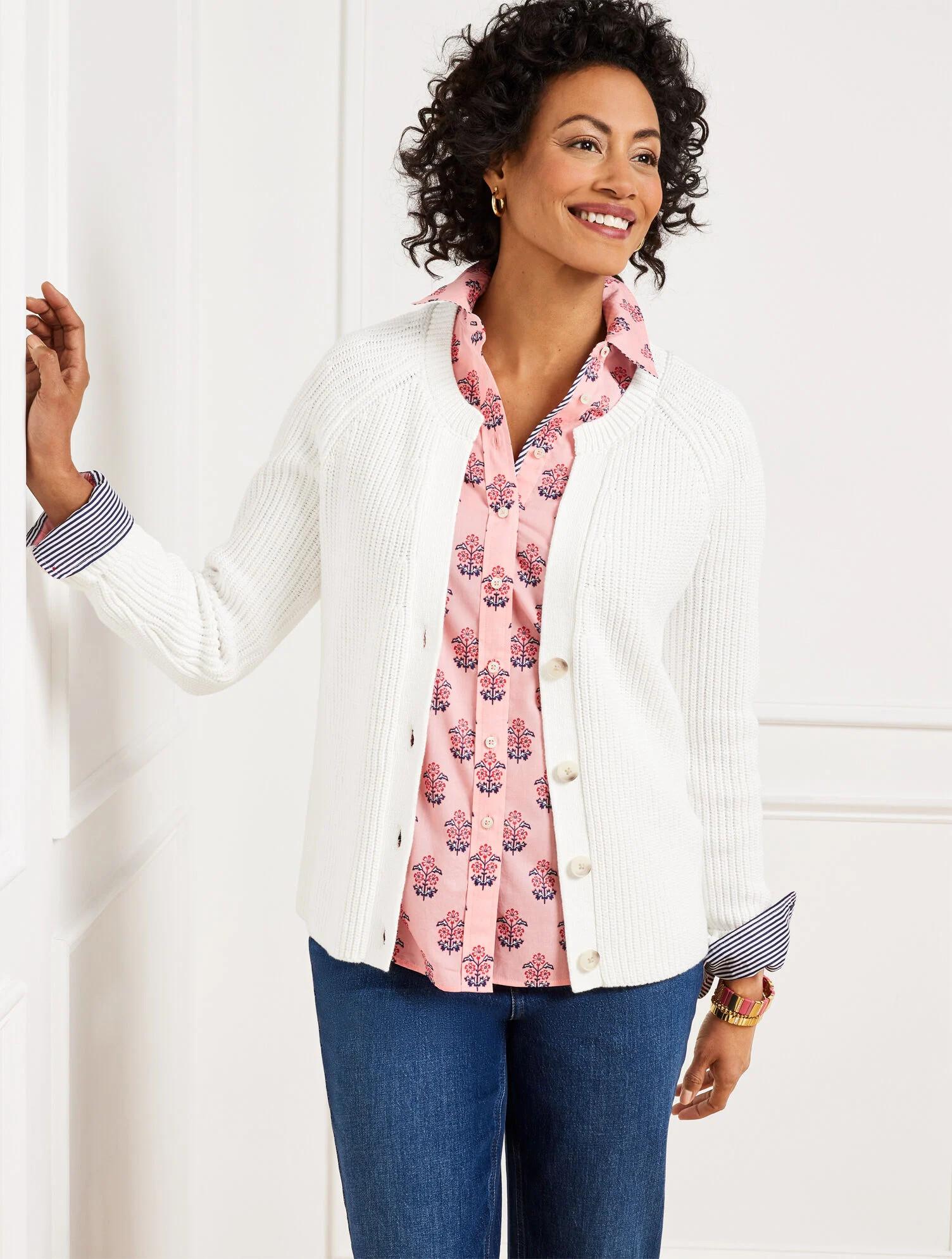 Shaker Stitch V-Neck Cardigan | Talbots
