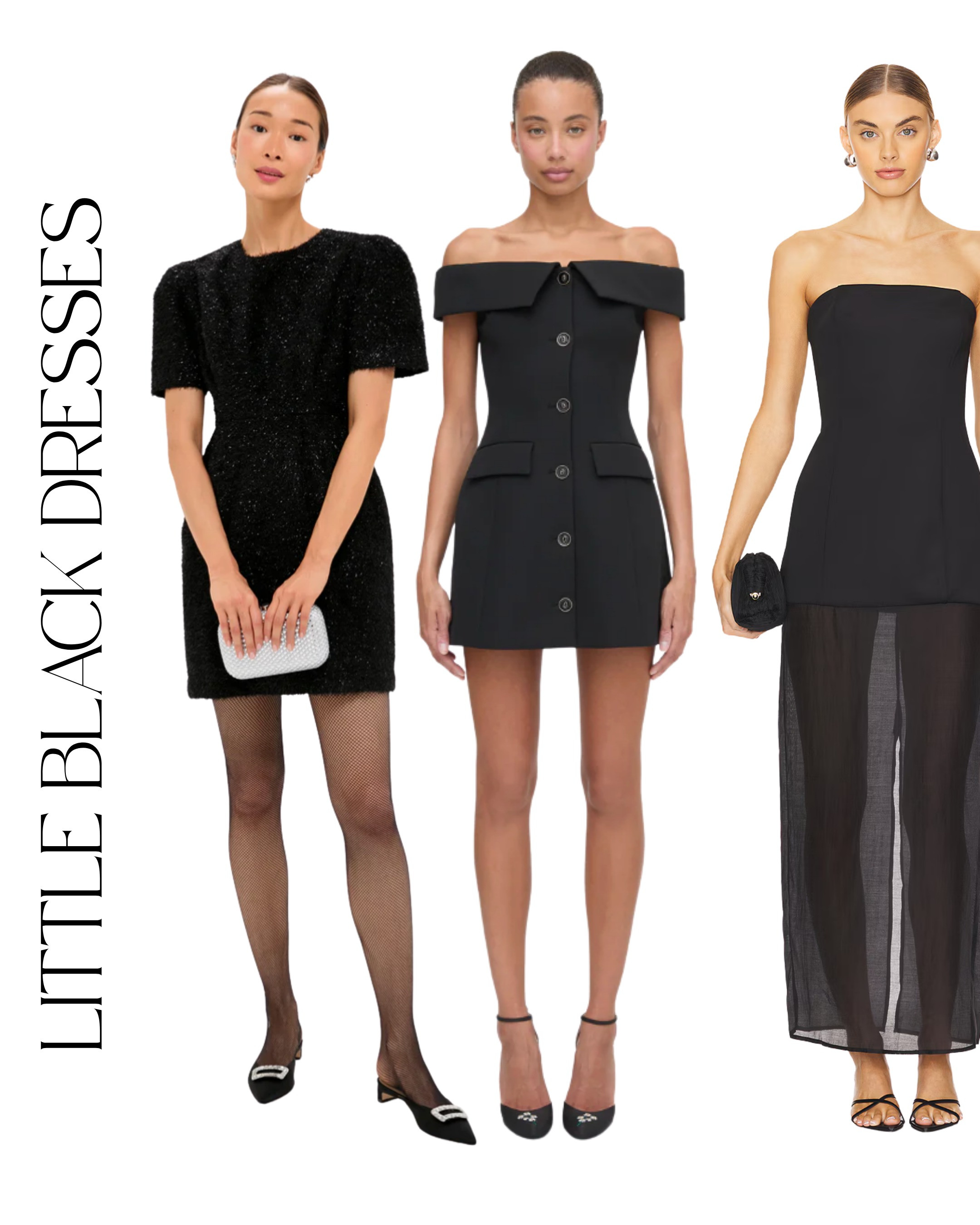 Little black dresses 
[black mini dress, puff sleeves, lace trim, fit-and-flare dress, black long sleeve dress, Black and Silver Tinsel Dress, special occasion dress, holiday dress, winter party dress, winter wedding dress, Deep V Long Sleeve Mini Dress, Alice + Olivia]
 

 

#LTKSeasonal #LTKParties