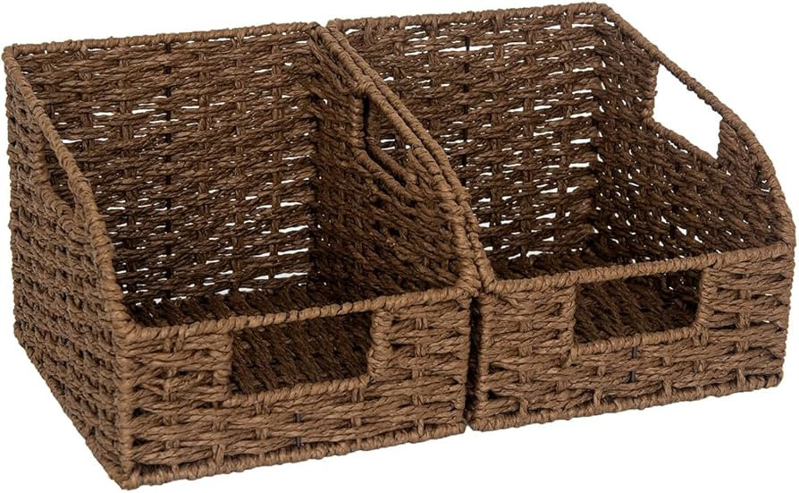 StorageWorks Wicker Baskets for Organizing, Pantry Organizers and Storage, Round Paper Rope Stora... | Amazon (US)