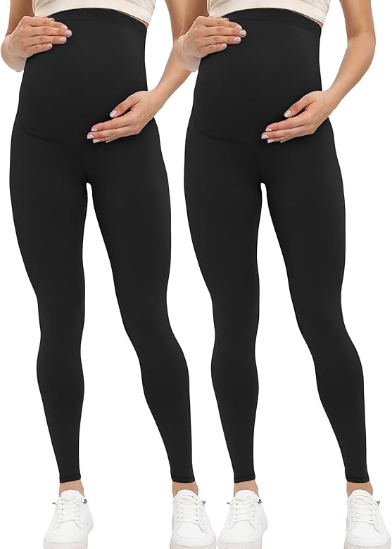 Buttergene Women's Maternity Leggings over the Belly Pregnancy Active Wear Workout Yoga Tights Pa... | Amazon (US)