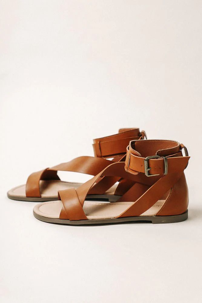 Peyton Ankle Strap Sandals in Brown - böhme | Bohme