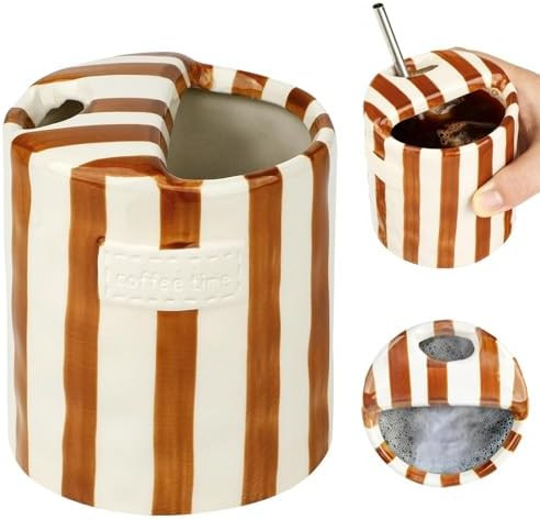 Novelty Ceramic Coffee Mug Designed to Look Like a Gift Box, 10oz Retro Hand-Painted Ceramic Trav... | Amazon (US)