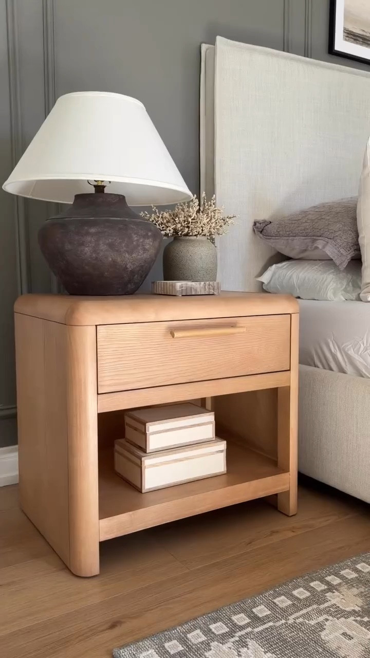 How pretty are these new nightstands from the Joss & Main spring/summer edit! The perfect mix of modern organic with the rounded edges and traditional with this beautiful wood finish! 

#LTKHome