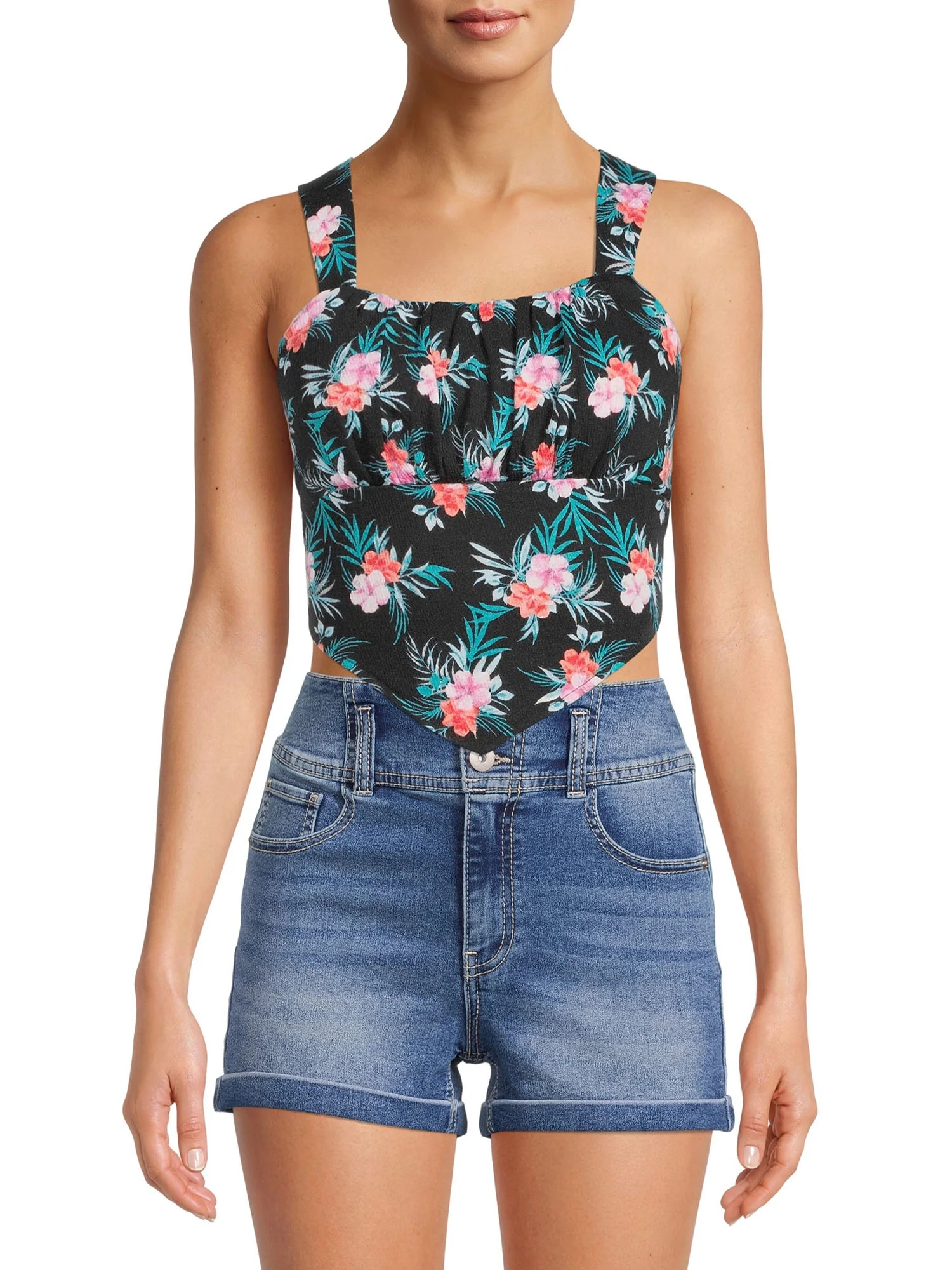 Madden NYC Juniors Tie Back Handkerchief Top | Walmart (US)