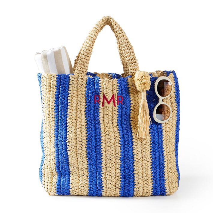 Cabana Stripe Straw Beach Tote | Mark and Graham