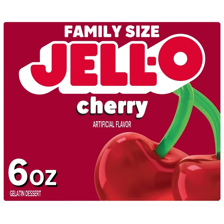 Jell-O Cherry Gelatin Dessert Mix, Family Size, 6 oz Box | Walmart (US)