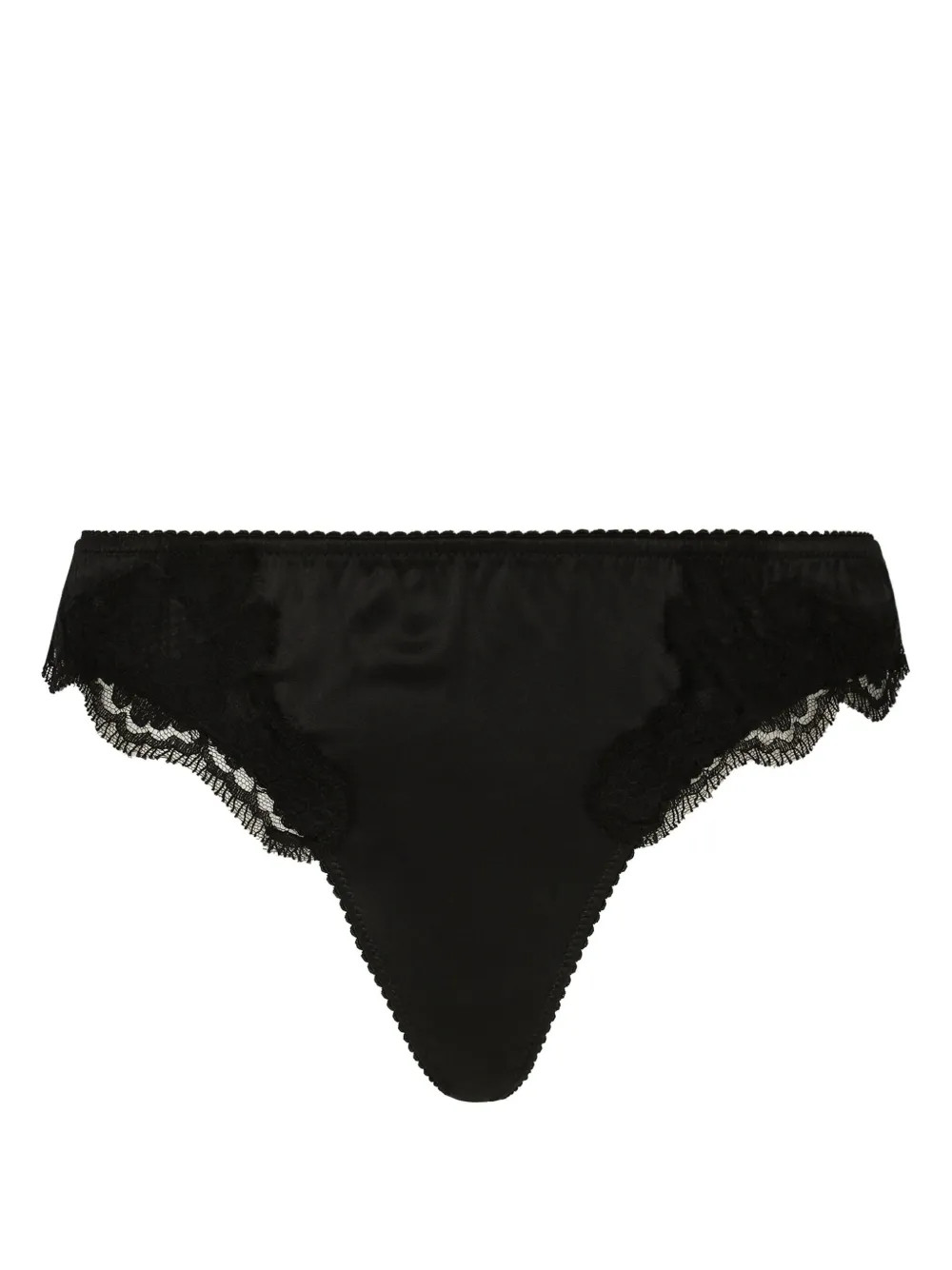 Dolce & Gabbana lace-trim Satin Thong | Black | FARFETCH FR | Farfetch Global