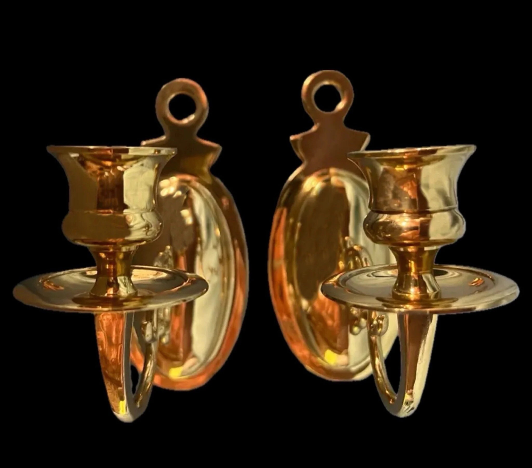Pair of Brass Candle Sconces - Vintage Candleholders for Elegant Wall Decor | Etsy (Global)