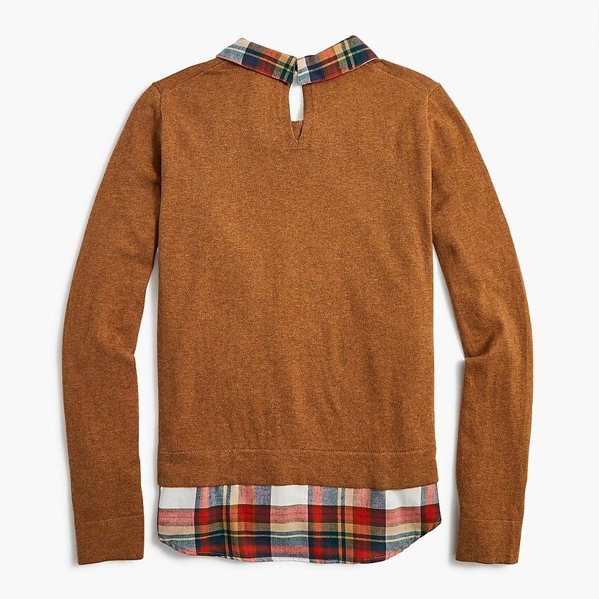 Tartan woven collar sweater | J.Crew Factory