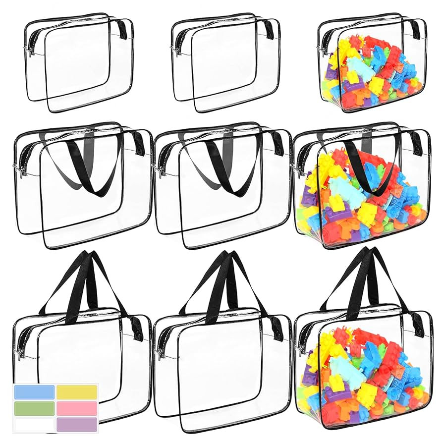 9 Packs Clear PVC Toy Storage Bags Include 6 Pcs Large and 3 Pcs Medium Toy Organizer Bags with L... | Amazon (US)
