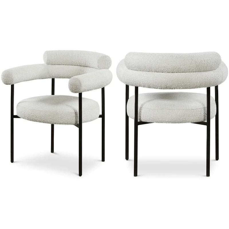 Meridian Furniture Blake Cream Boucle Fabric Dining Chair Set of 2 | Walmart (US)