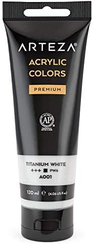 ARTEZA Acrylic Paint, Titanium White Color, (120 ml Pouch, Tube), Rich Pigment, Non Fading, Non T... | Amazon (US)