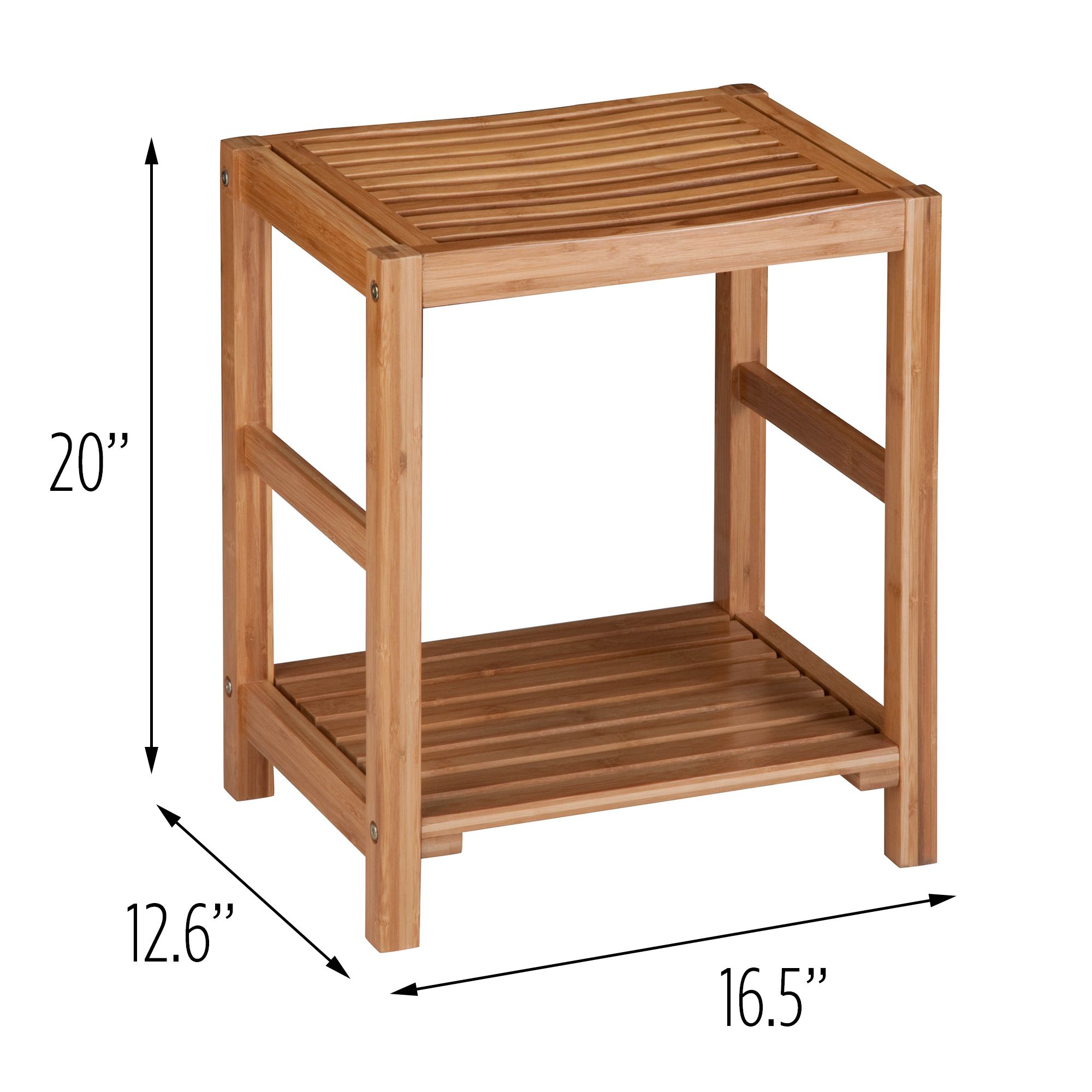 Honey Can Do Bamboo Bathroom Storage Spa Bench with Bottom Shelf, Brown | Walmart (US)
