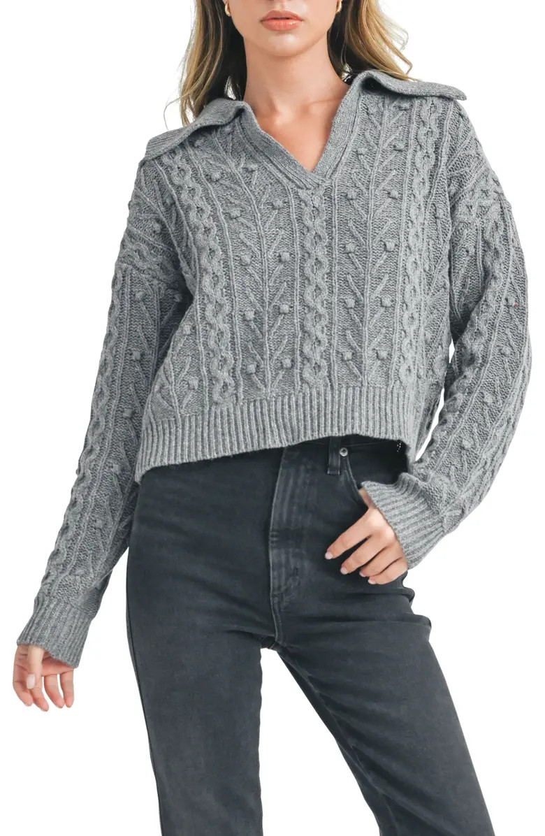 Mixed Cable Polo Sweater | Nordstrom