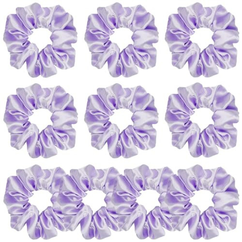 Sufermoe 10 Pcs Satin Silk Hair Scrunchies, Light Purple - Hair Ties for Women and Girls, Hair Accessories for Various Hairstyles, 4.5 Inch | Amazon (US)