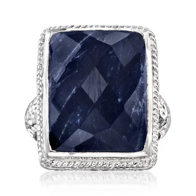 Ross-Simons 17.00 Carat Sapphire Roped-Edge Ring in Sterling Silver Size 5 | Target