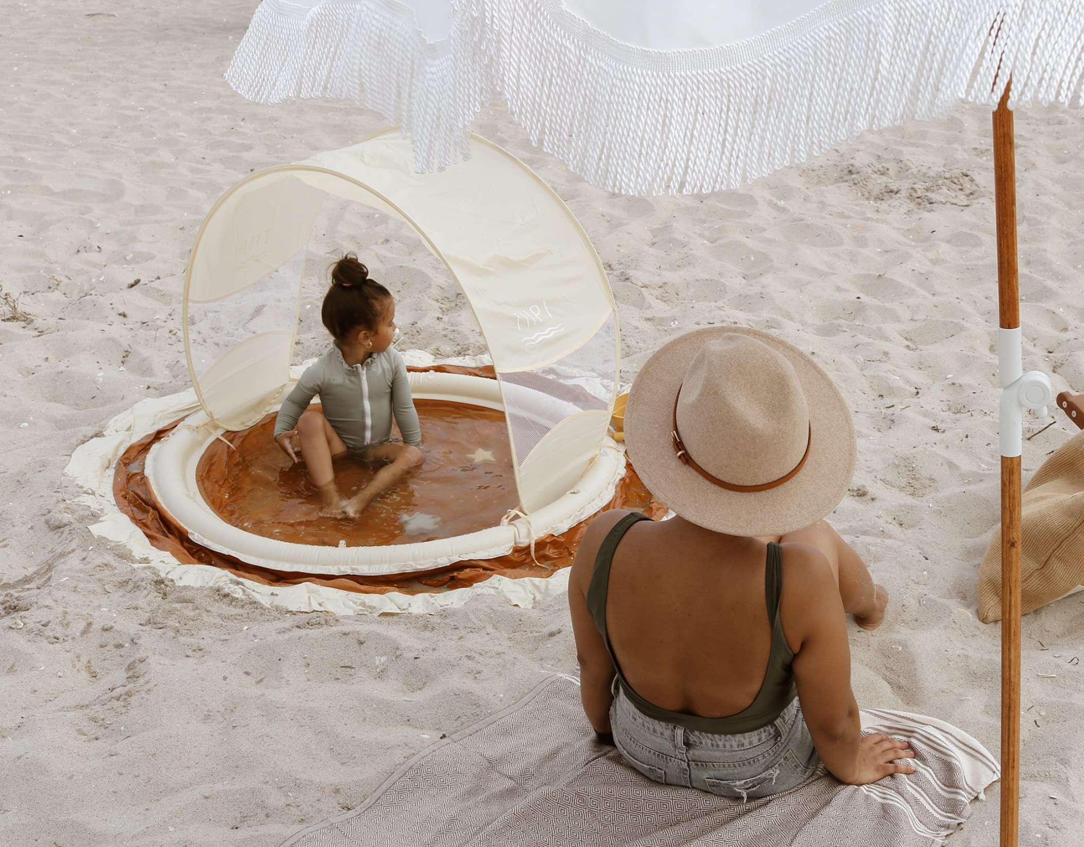 TIIPI Kids Beach Pool - Inflatable Beachside Palace for 2 with Pivoting Sun Shade Cover Canopy for B | Amazon (US)