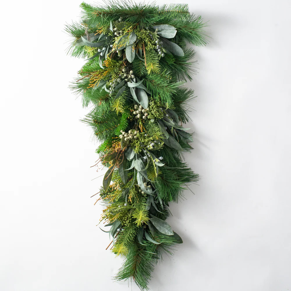 Seeded Eucalyptus & Christmas Pine Winter Teardrop Holiday Swag | Darby Creek Trading
