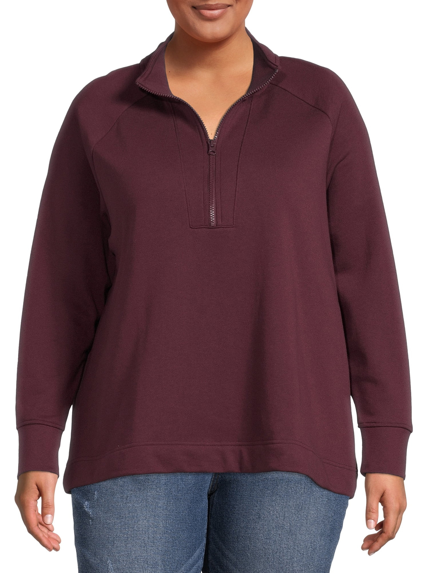Terra & Sky Women's Plus Size Quarter-Zip Sweatshirt | Walmart (US)