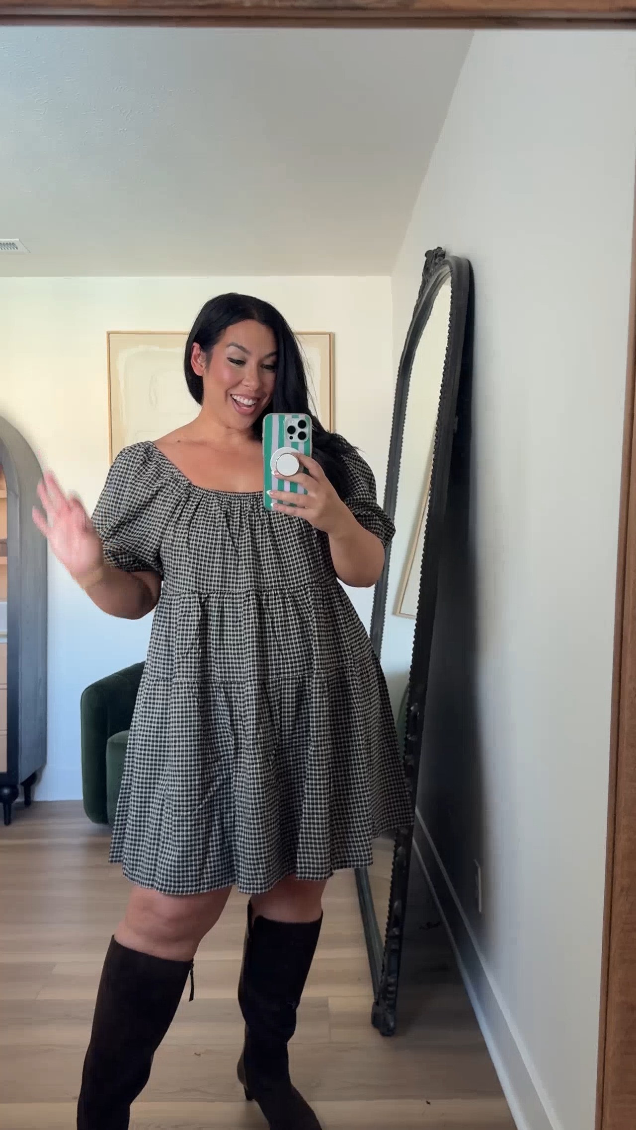 I just love this dress! It’s so lightweight and love the tiers to give a little bit of shape, the length is perfect, the gingham is so cute! Love 

Dress: XL

Fall dresses, affordable fall outfits, casual style, fall outfit ideas, work dresses, mid size dresses, mid size outfits for fall transition

#LTKootd #LTKMidsize #LTKSeasonal