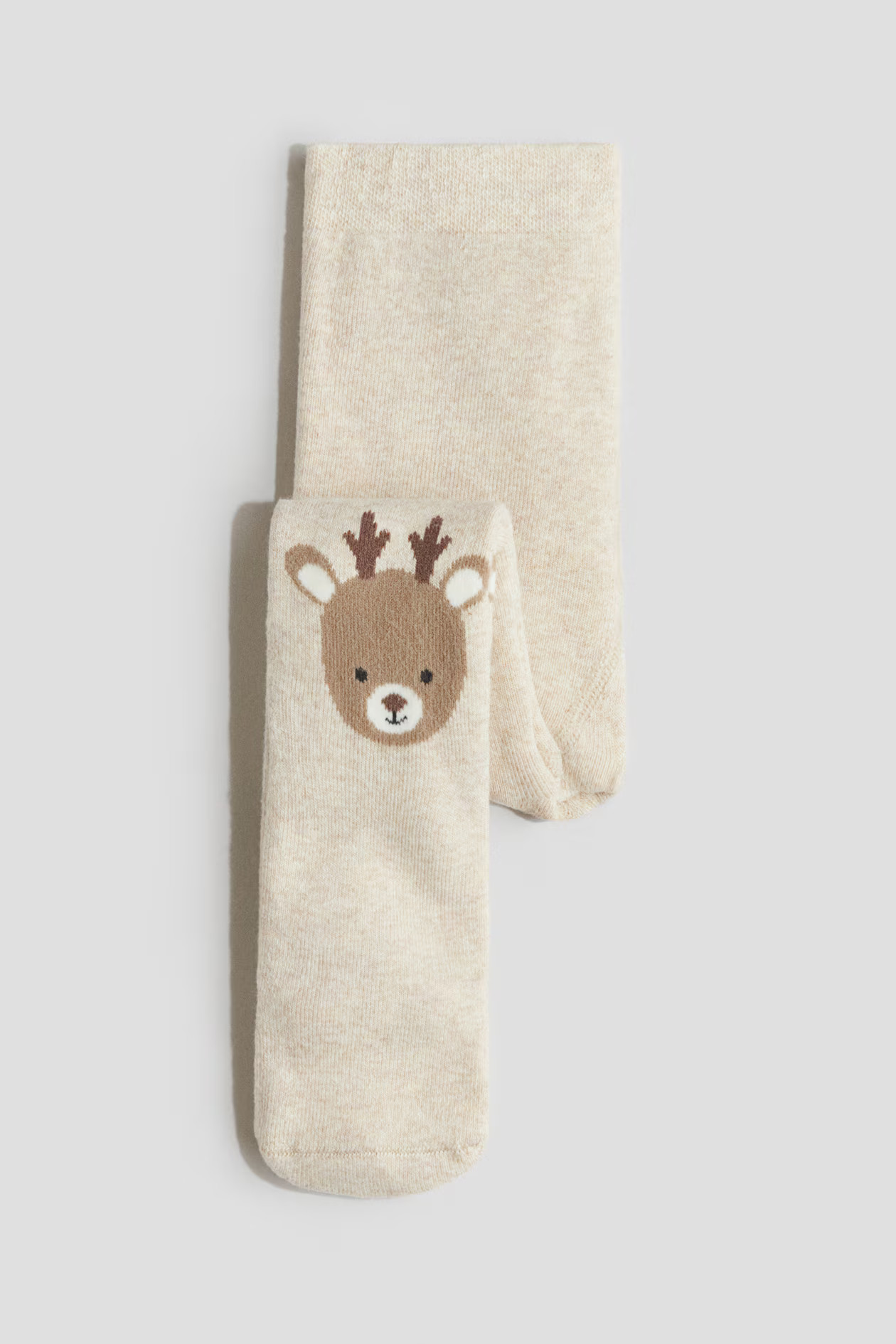 Terry-lined Tights - Light beige/reindeer - Kids | H&M US | H&M (US + CA)