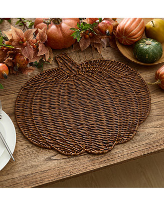 Elrene Wicker Pumpkin-Shaped Woven Placemat - Macy's | Macy's