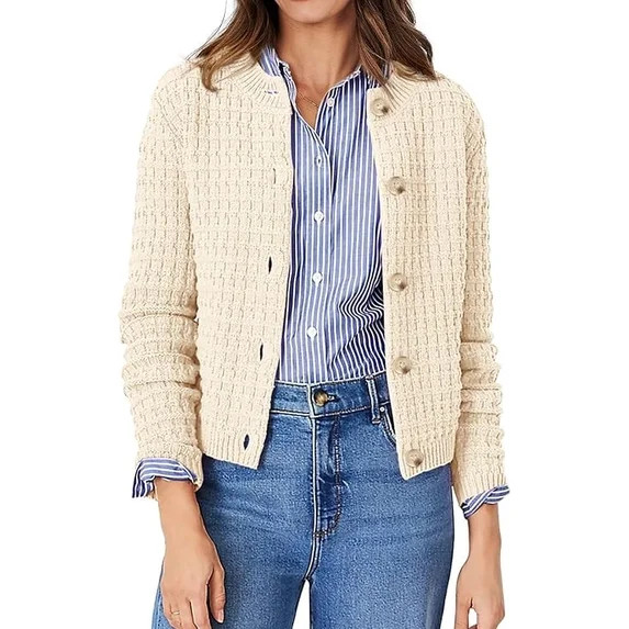 PrettyGarden Women's Cotton Knit Cardigan Sweater, Sizes S-2XL | Walmart (US)