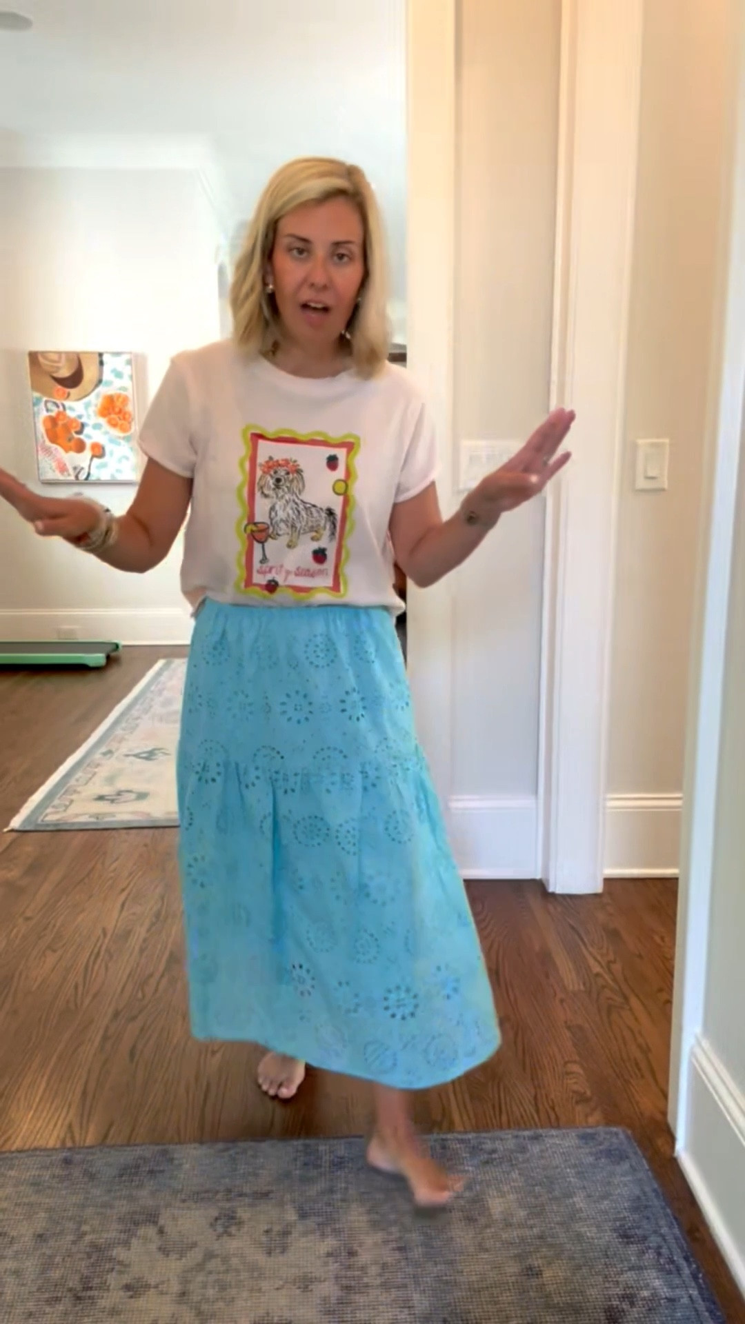Oh this color maxi is beautiful! It’s part of a set, but wanted to show you how I take a set & mix and match with this graphic tee…..so adorable! I’m wearing XS in tee and skirt. ￼
*Use code Catherine at A+B

#LTKdayinmylife #LTKOver40 #LTKstorytime