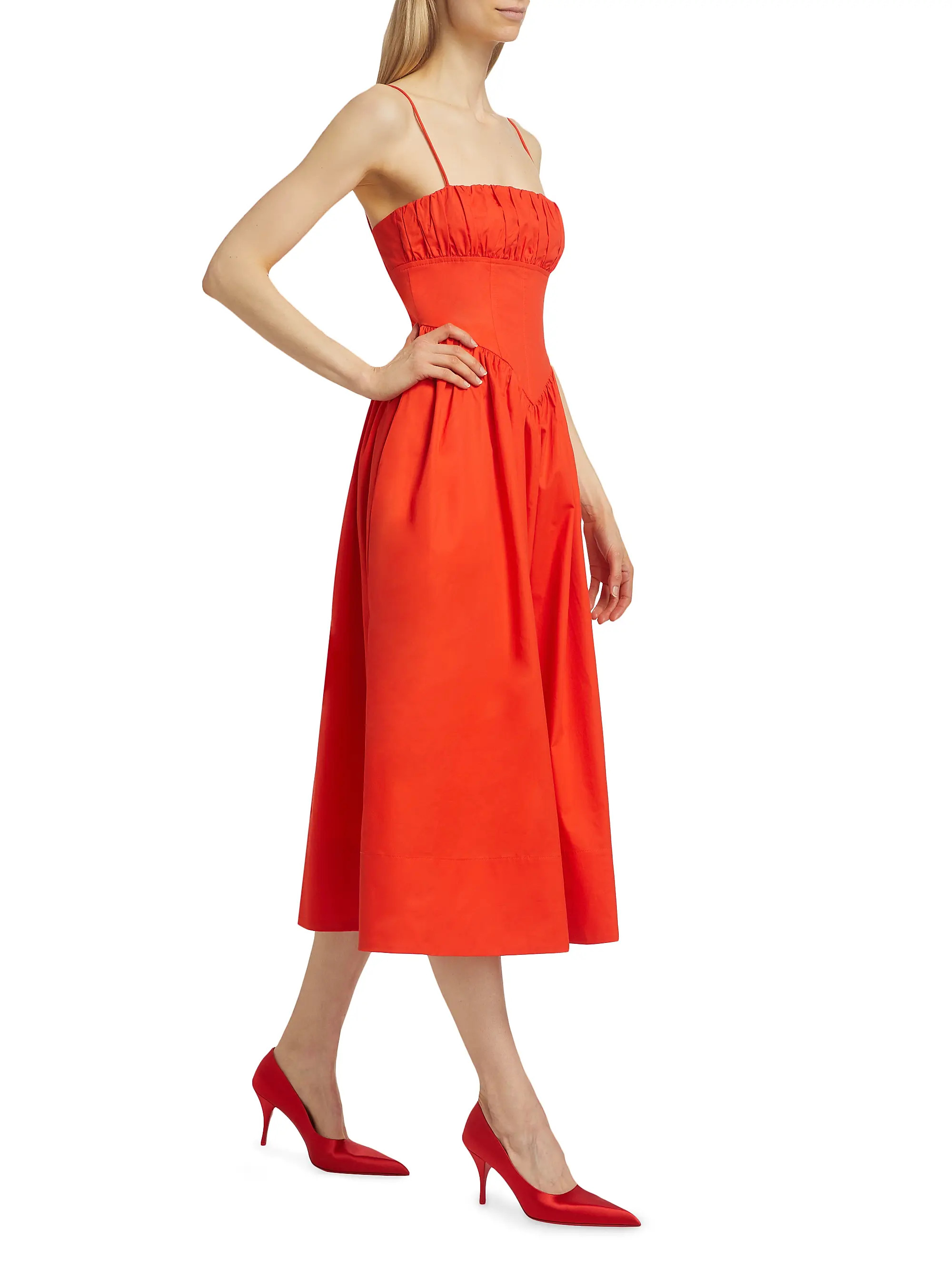 Barrett Cotton Basque Midi-Dress | Saks Fifth Avenue