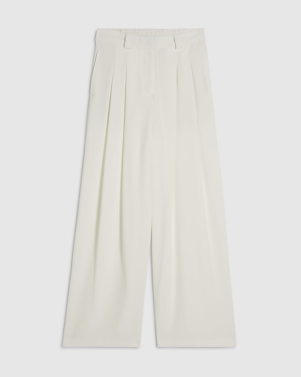 Petite White Pleated Wide Leg Trousers | River Island UK & IE