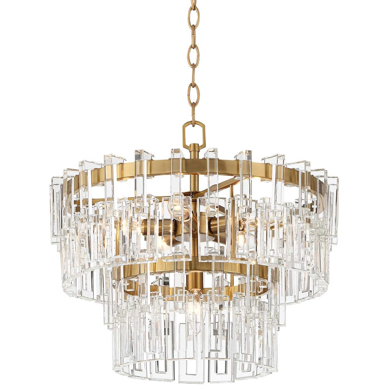 Luxem 18 3/4" Wide Burnished Brass and Crystal Pendant Light | Lamps Plus