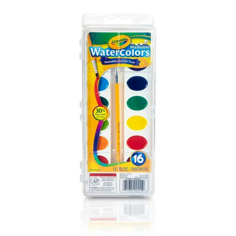 Crayola Washable Watercolor Paint Set, 16-Colors, Kids Paint, School Supplies, Classroom Must Hav... | Walmart (US)
