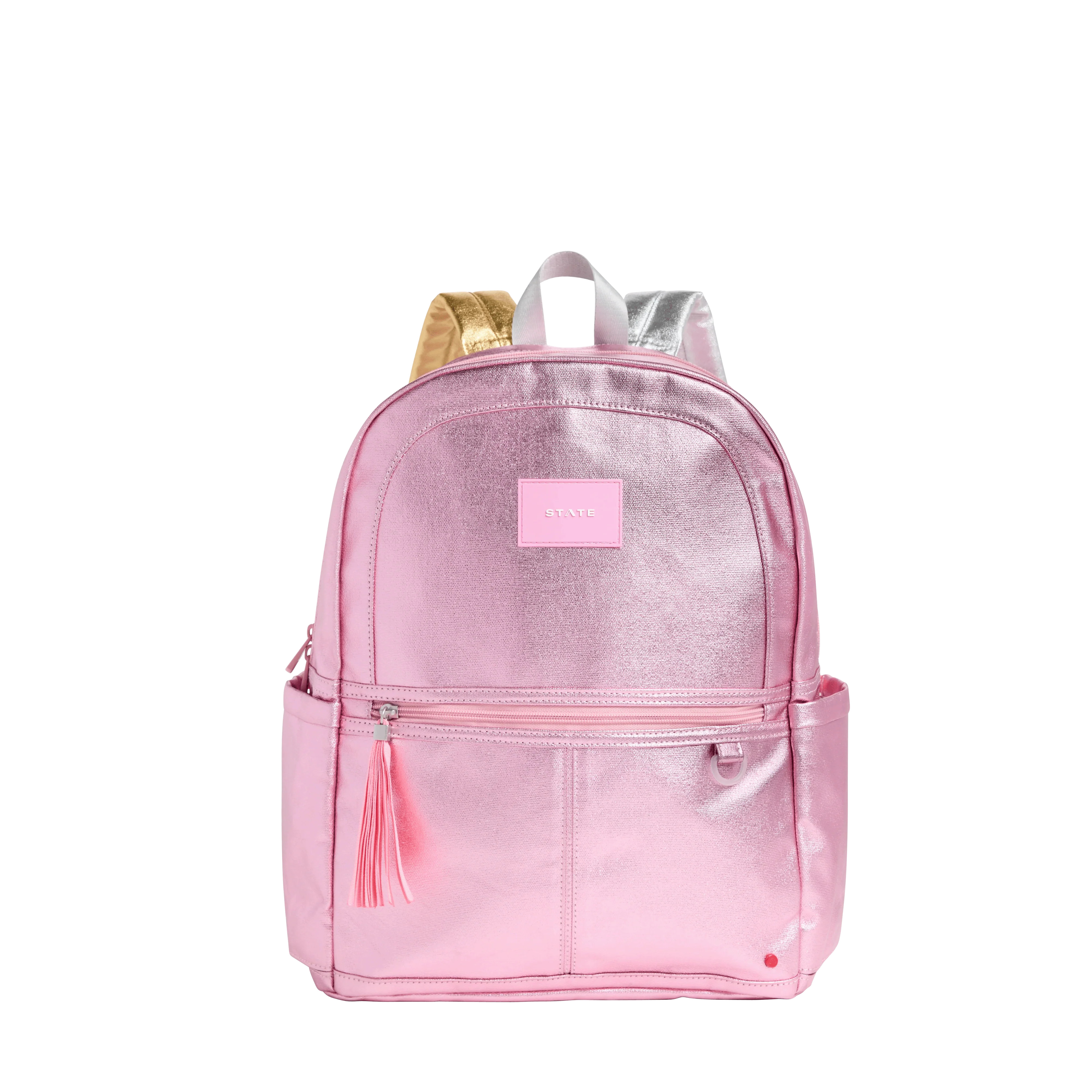 STATE Bags | Kane Kids Double Pocket Backpack Metallic Pink/Silver | STATE Bags