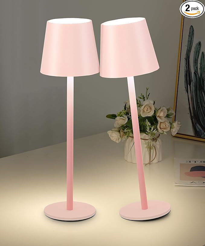 2Pack Cordless Table Lamp, 5200mAh IP54 Waterproof Rechargeable Battery Desk Lamp, 3 Color Steple... | Amazon (US)