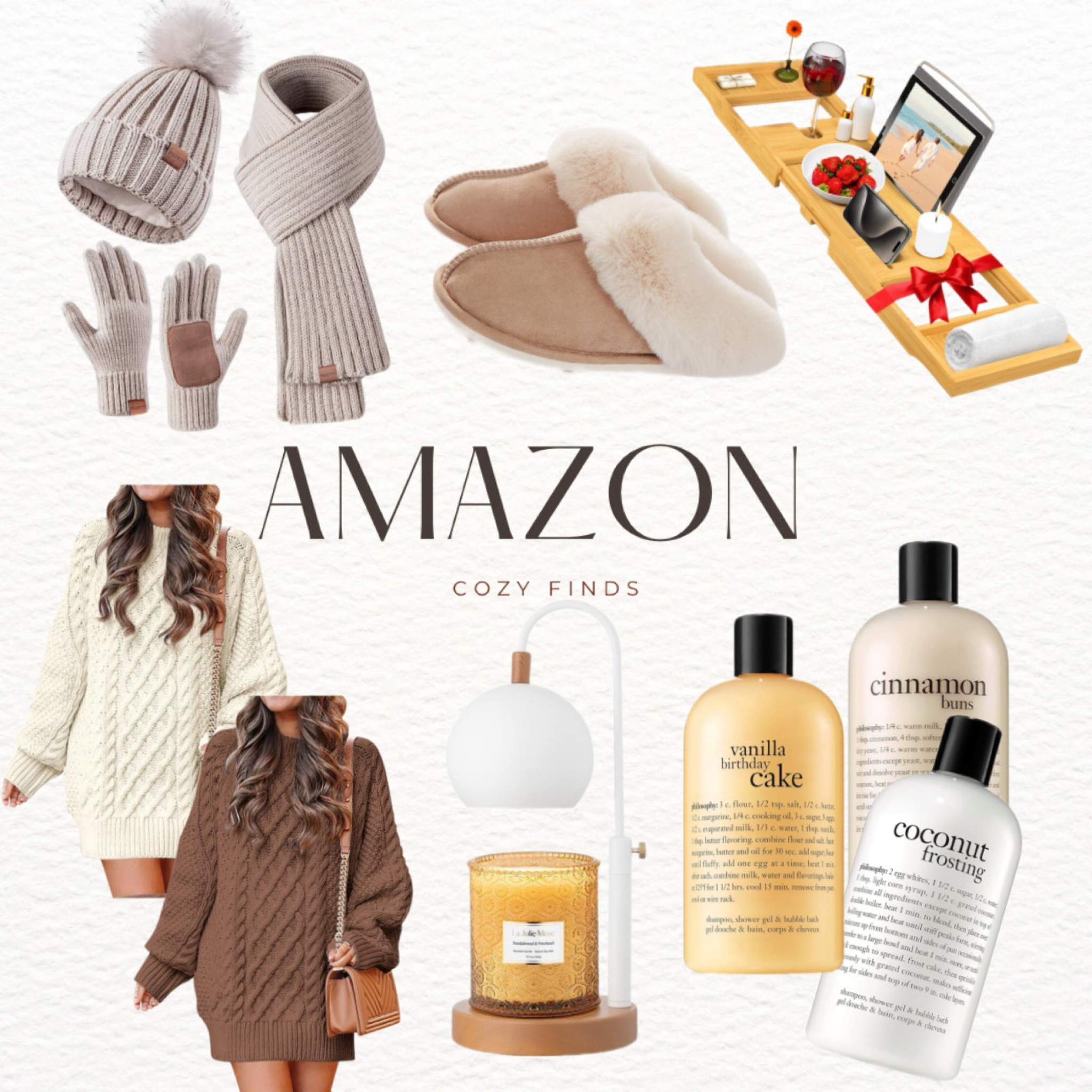 Cozy Amazon gift finds☕️ amazon, Amazon finds, cozy, cozy gifts, cozy gift guide, amazon must haves, found it on Amazon, amazon gift guide, gift guide, gift guide for her, for her, Christmas gifts,
Christmas wish list,
Christmas gift guide for her, Christmas gift ideas, holiday gifts, holiday gift guide, gifts for her, slippers, bubble bath, candle warmer, sweater, bath, candles, gloves

#LTKHoliday #LTKSeasonal #LTKGiftGuide
