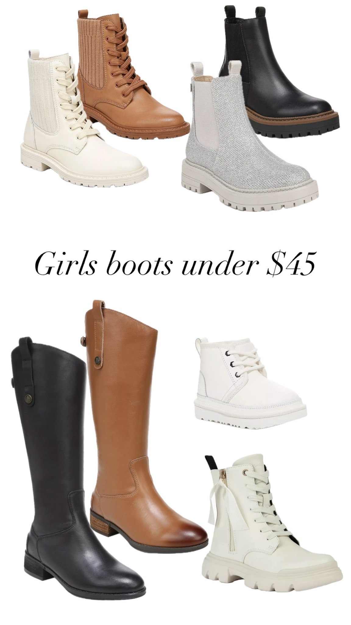 Girls boots and shoes  on sale at Saks Fifth Ave for under $45 
Sam Edelman, geox, native, Ugg and a few others 