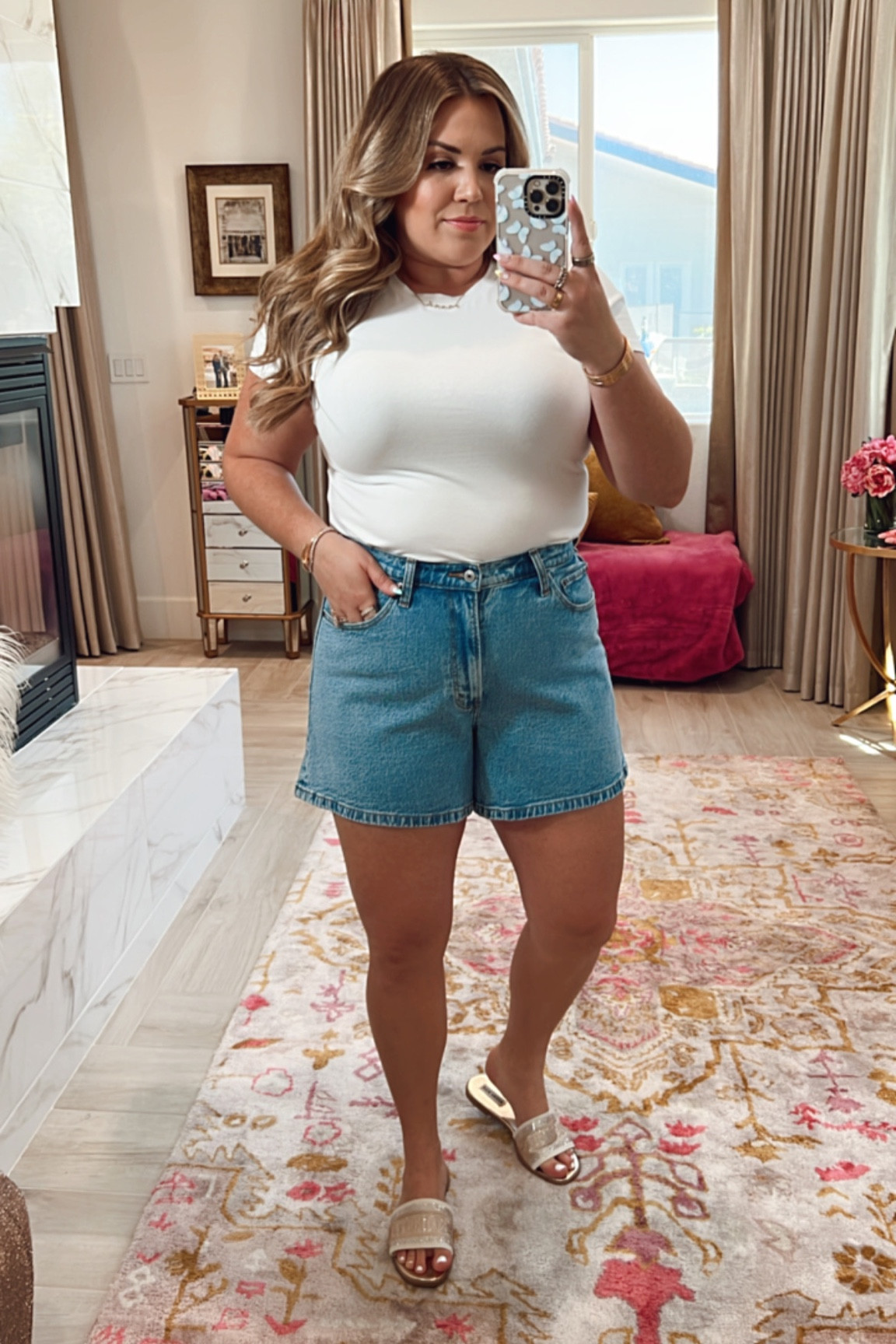 curvy spring denim shorts look! wearing size xl in fitted white cropped tee and size 32 in medium wash denim shorts 

#LTKSeasonal #LTKunder50 #LTKcurves