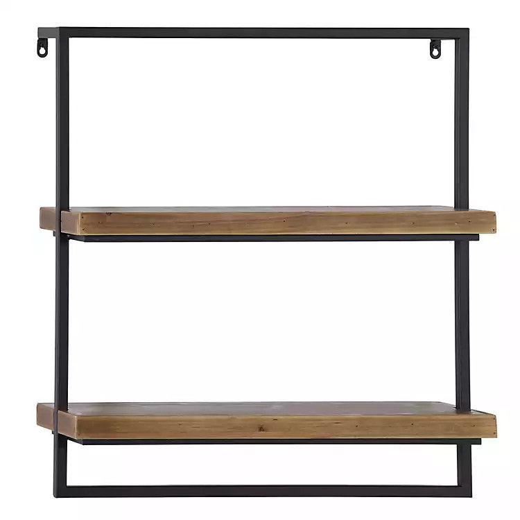 Brown Wood Black Metal Frame Wall Shelves | Kirkland's Home