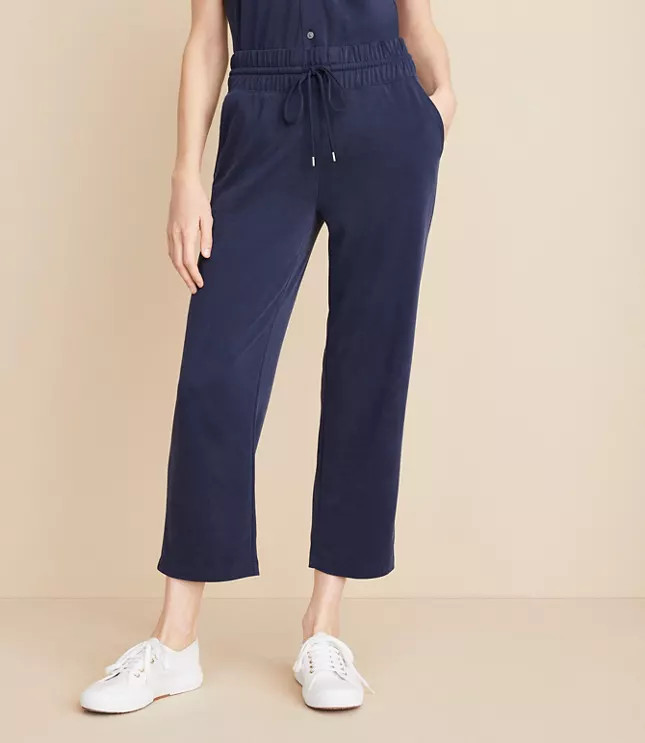 Lou & Grey Sandwashed Wide Leg Crop Drawstring Pants | LOFT