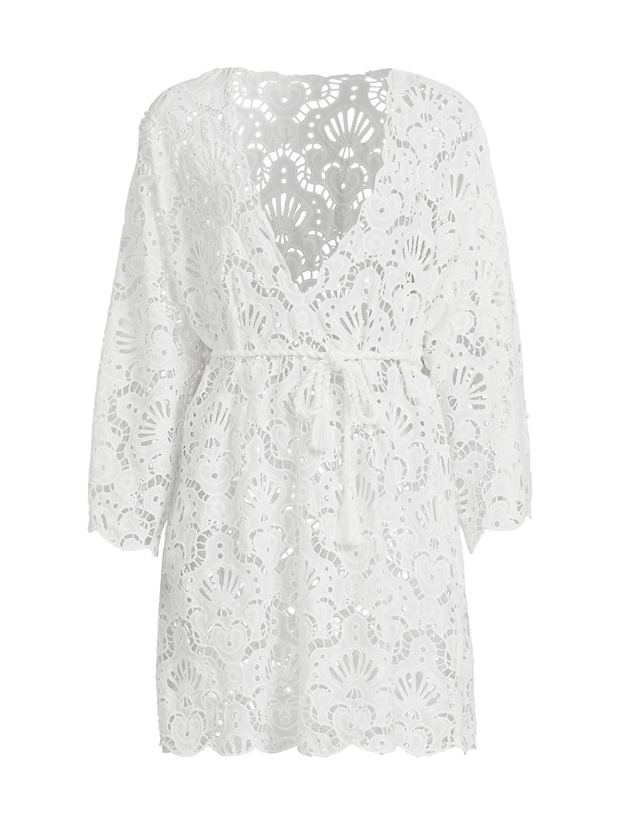 Women's Seashell Eyelet Cotton Cover-Up Minidess - White - Size XS | Saks Fifth Avenue