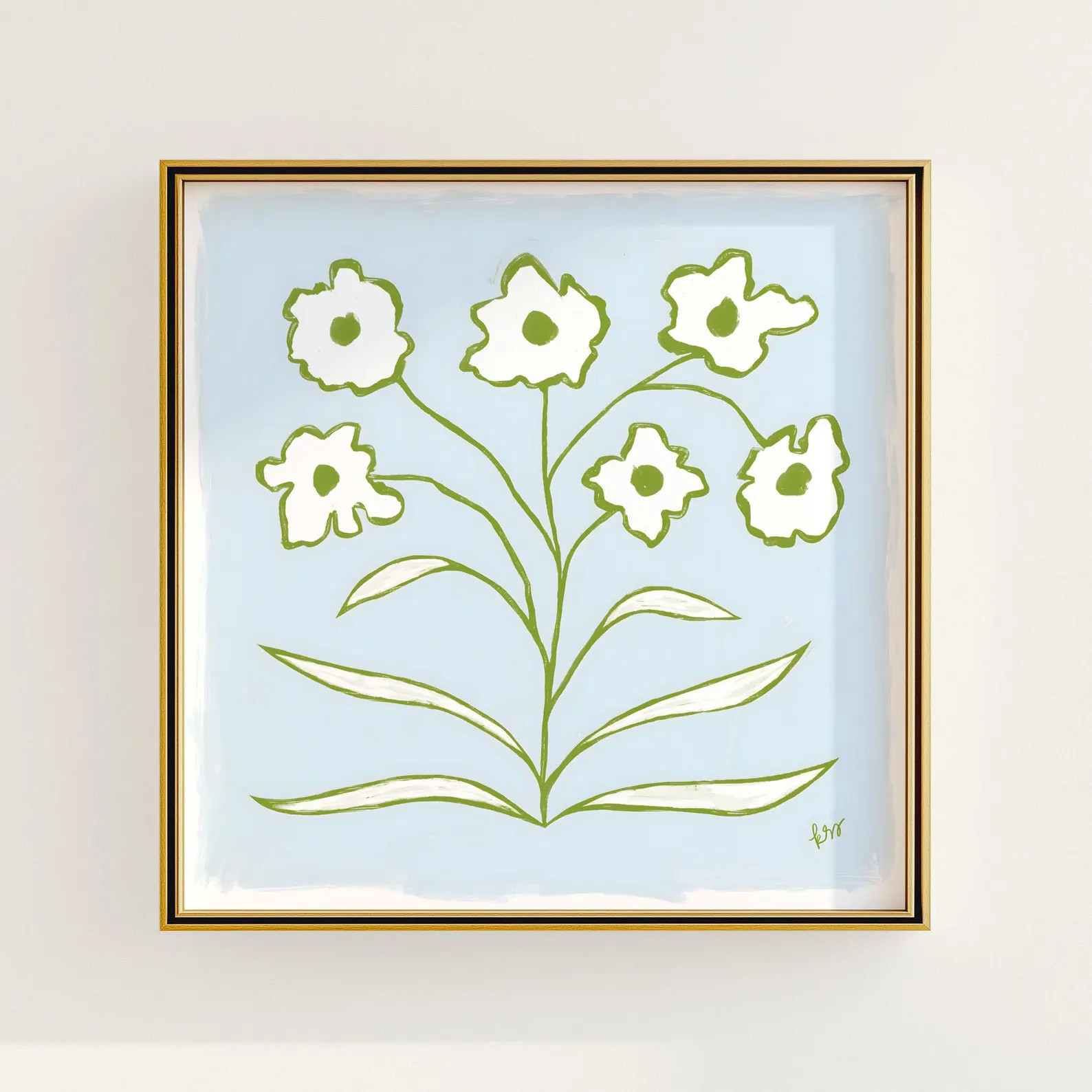 Blue & Green Floral Botanical Print | Grandmillennial Wall Decor | Modern Southern Art | Digital ... | Etsy (Global)