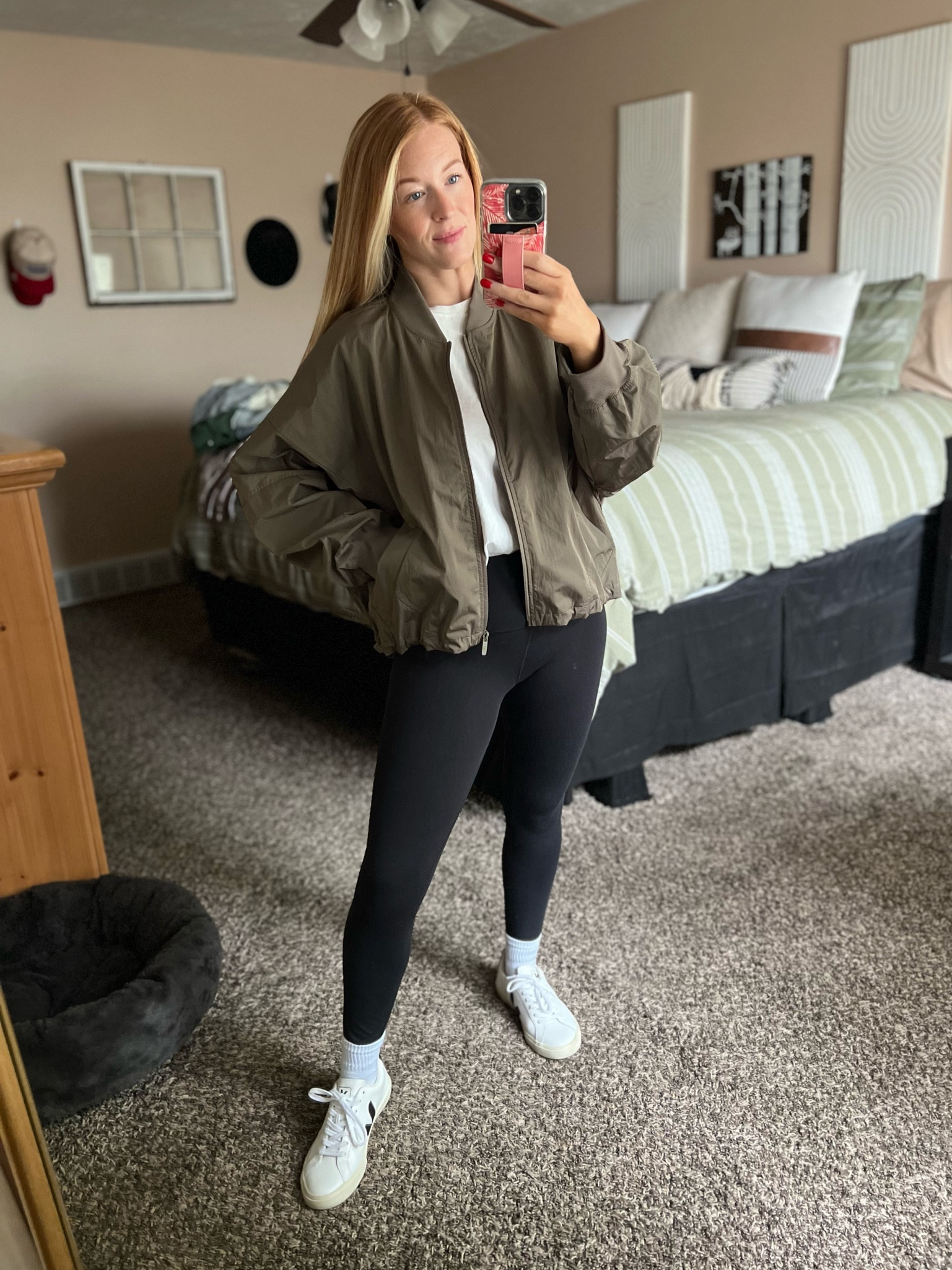 Jacket is a Small in color Nomad
Tee is a Small
Leggings are a 4 in 25 in length
Shoes are true size 7

#LTKActive #LTKSeasonal