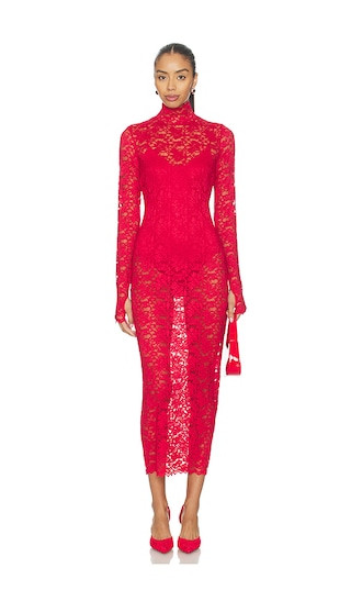 Joysel Silken Lace Dress in Poppy Red | Revolve Clothing (Global)
