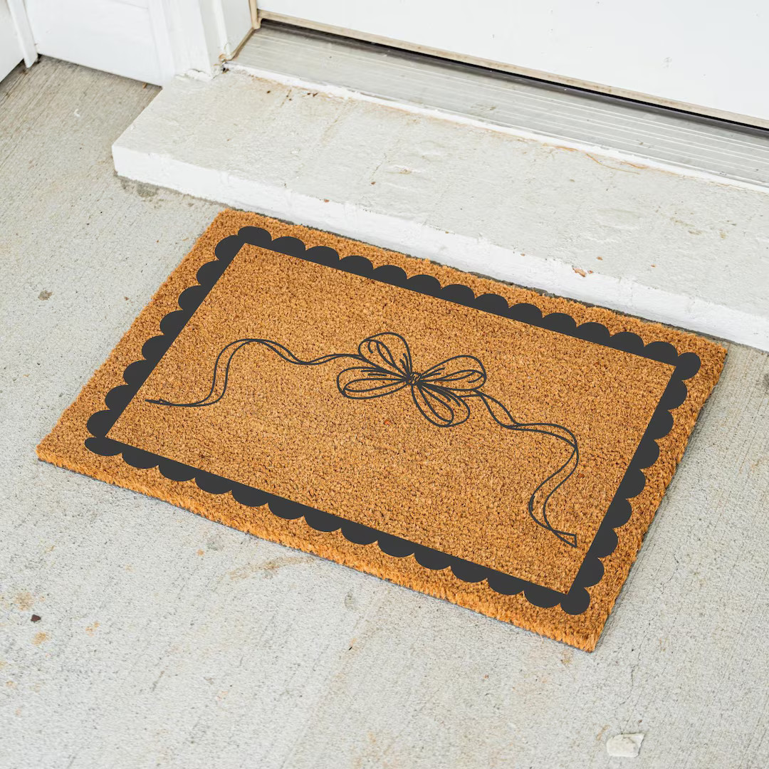 Simple Black Bow Doormat | Minimalist Welcome Mat for Front Porch | Modern Entry Rug | Cute House... | Etsy (US)