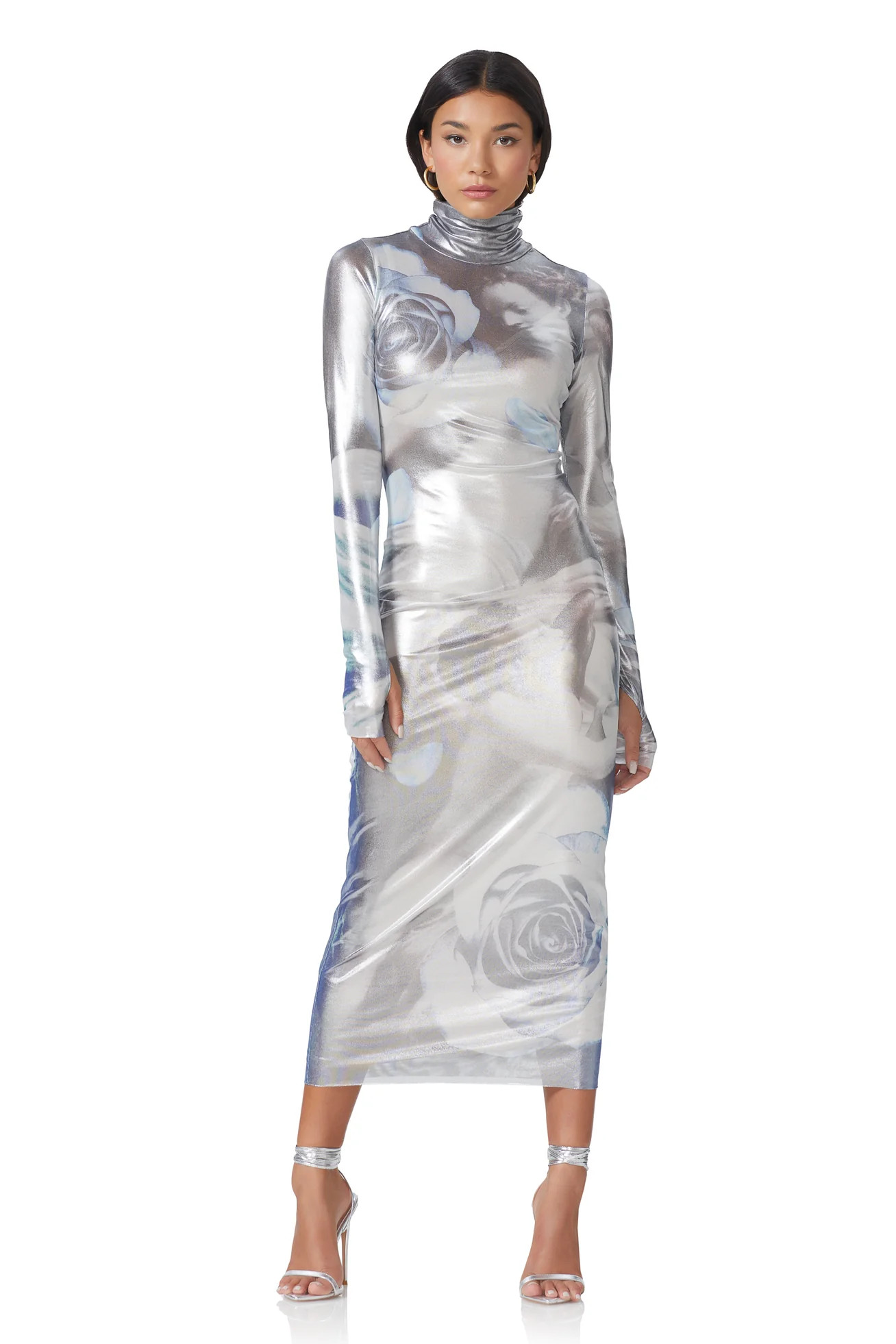 Shailene Foil Dress - Metallic Rose Nude | ShopAFRM