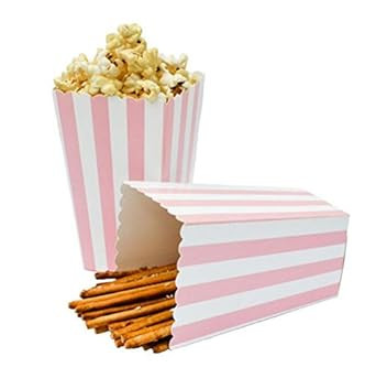 24pcs Striped Paper Popcorn Boxes for Party Favor Supplies (Pink) | Amazon (US)