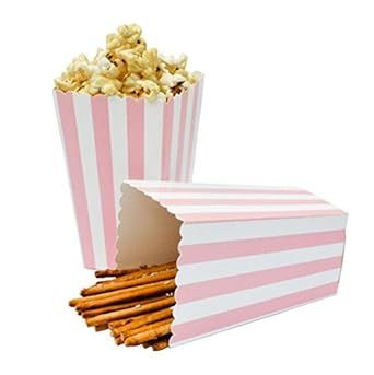 24pcs Striped Paper Popcorn Boxes for Party Favor Supplies (Pink) | Amazon (US)