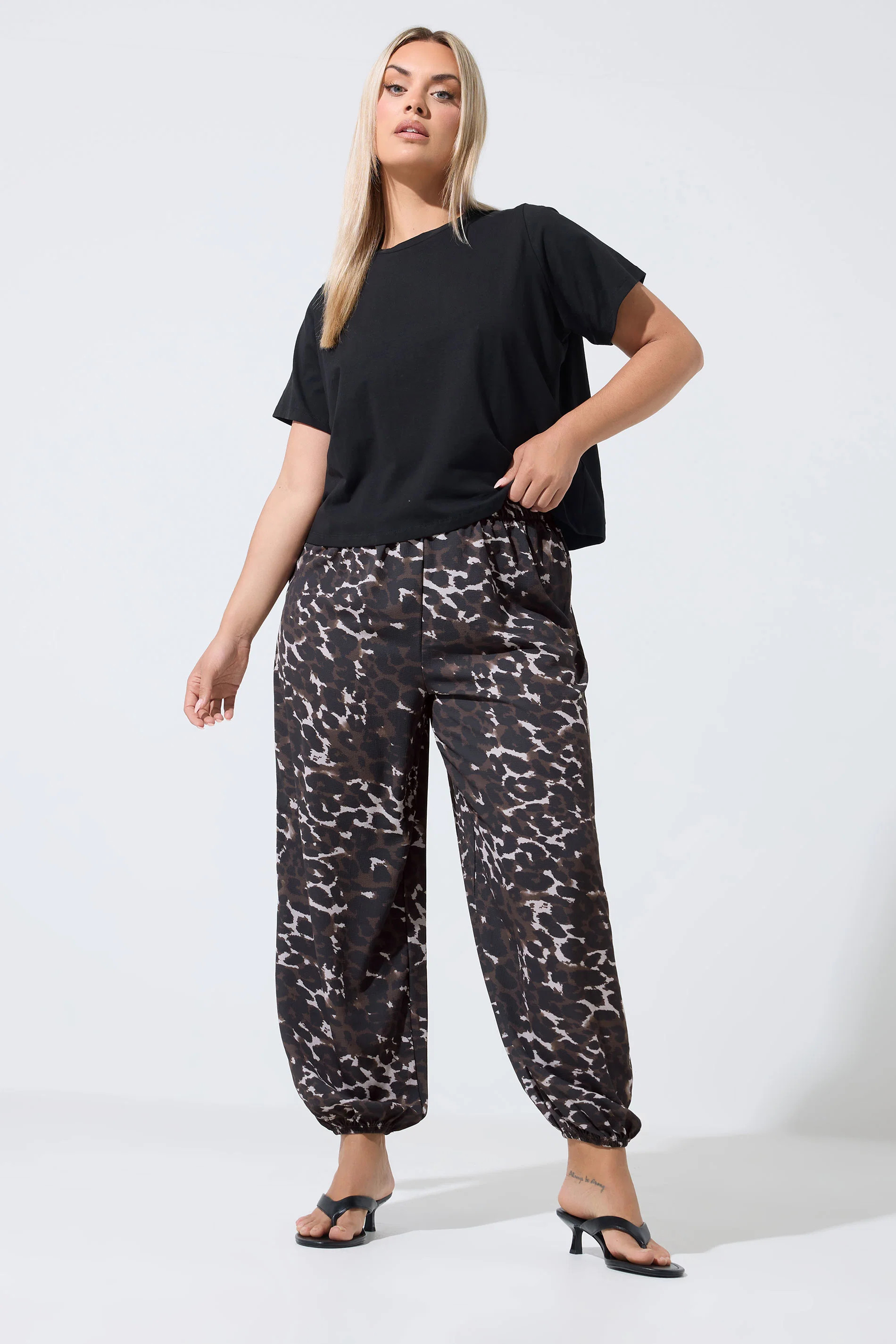 LIMITED COLLECTION Plus Size Brown leopard Balloon Trousers | Yours Clothing UK